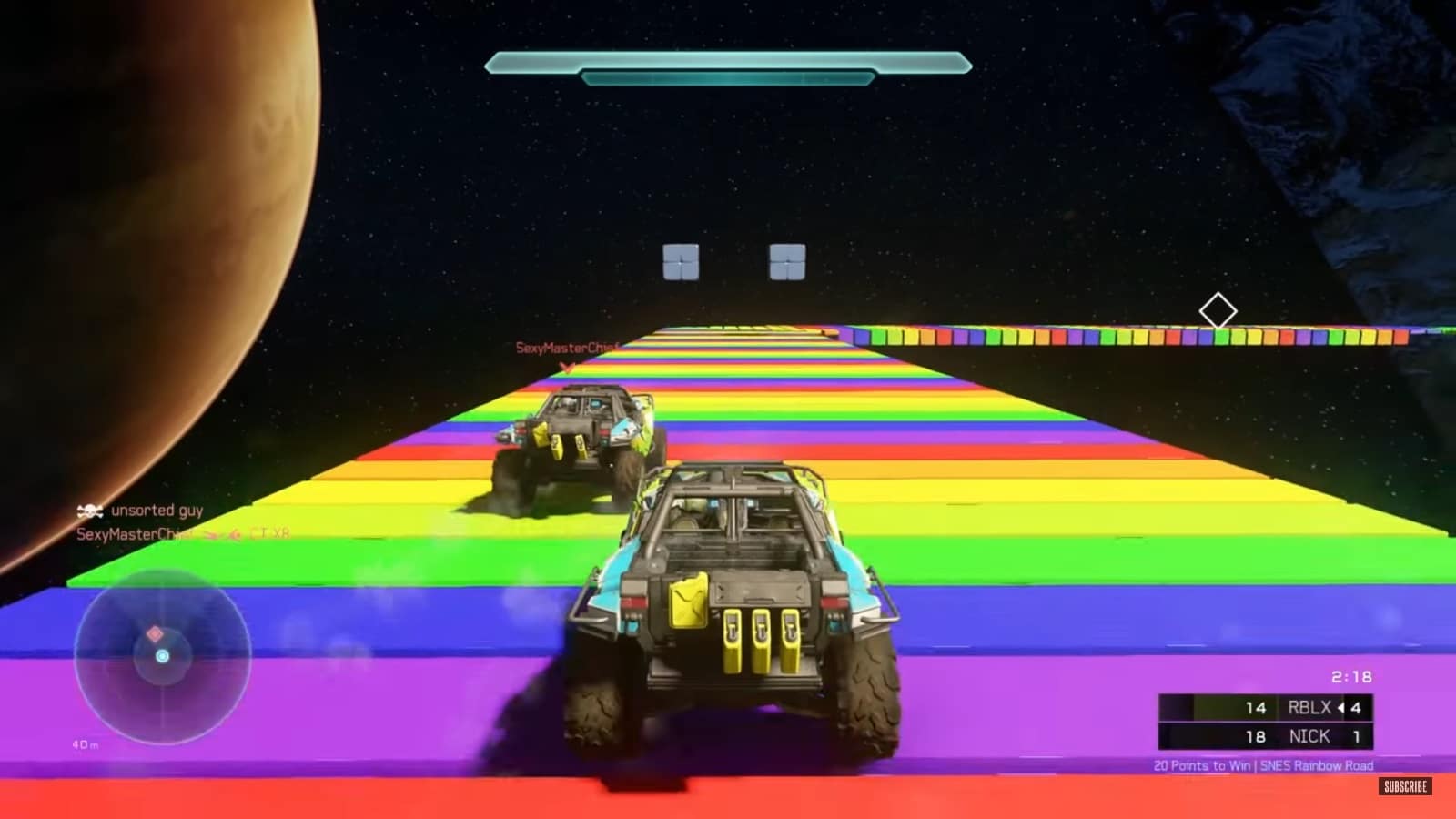 Mira la pista de Mario Kart Rainbow Road en Halo 5-GamersRD