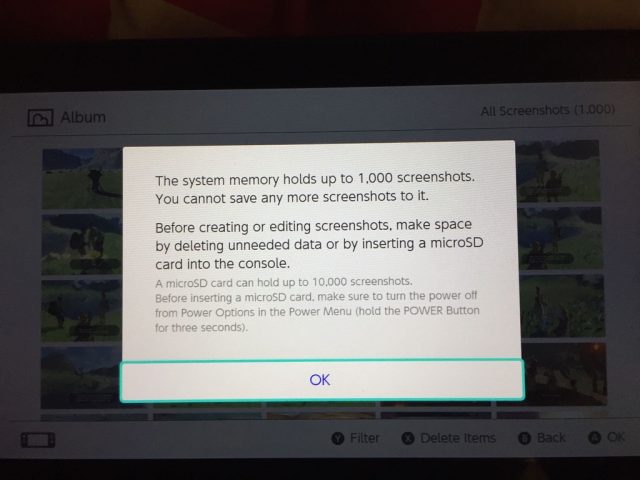 Nintendo Switch te permite almacenar hasta 1.000 capturas de pantalla-GamersRD