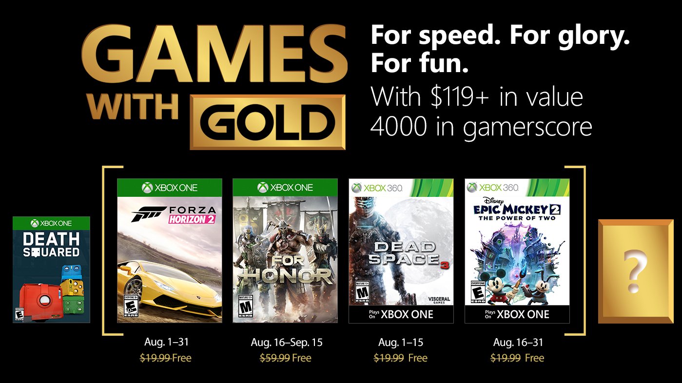 Estos son los juegos de Xbox Games With Gold de Agosto