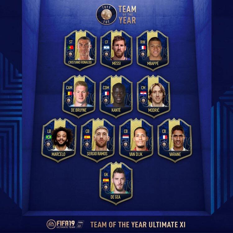 El equipo del año (TOTY) de FIFA 19 Ultimate Team.