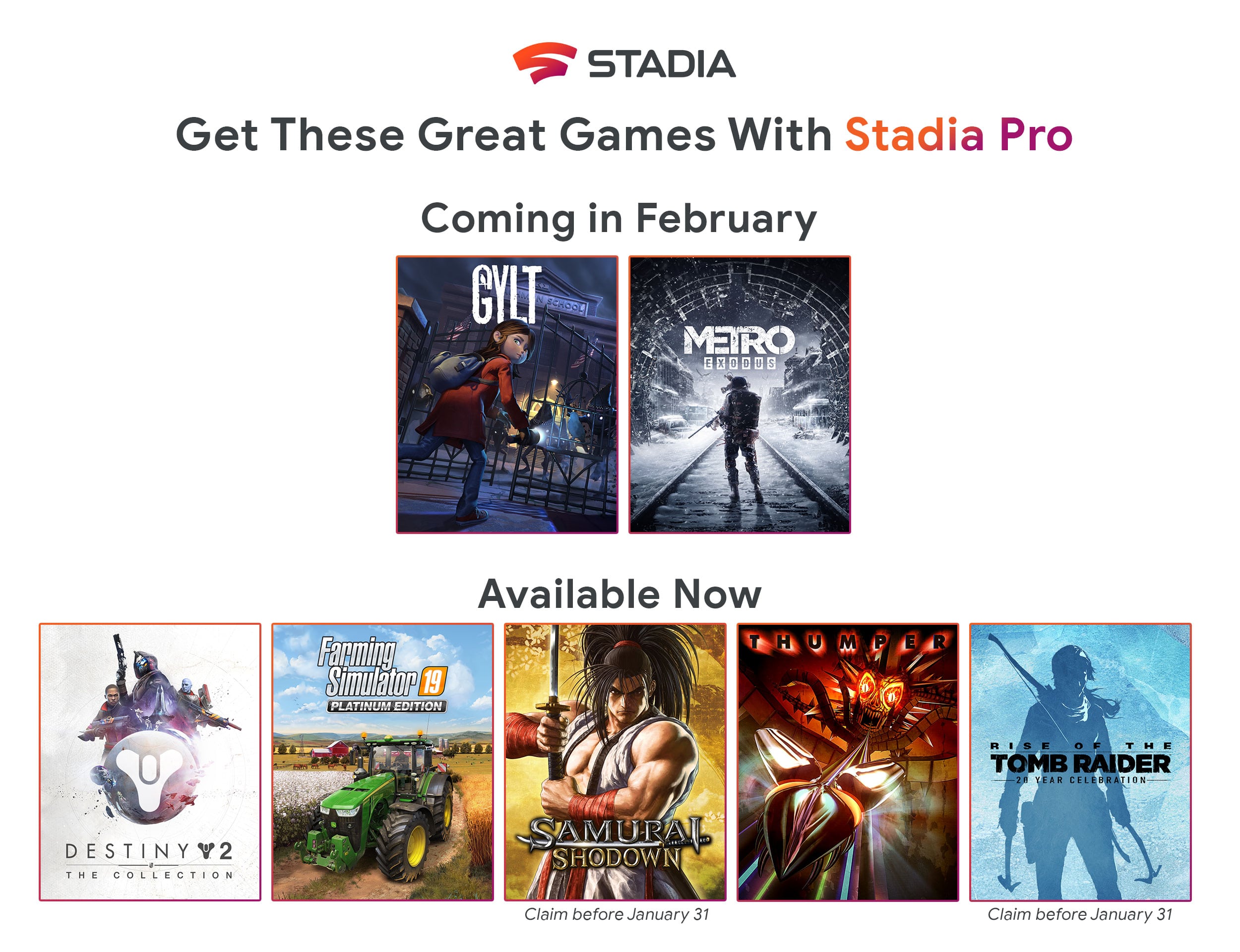 Gylt y Metro Exodus serán gratuitos a Stadia Pro en Febrero