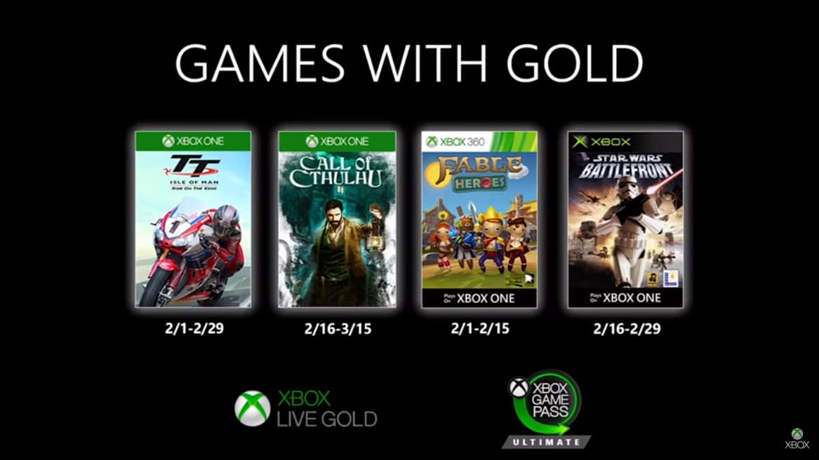 Games With Gold de Xbox anunciados para febrero 2020