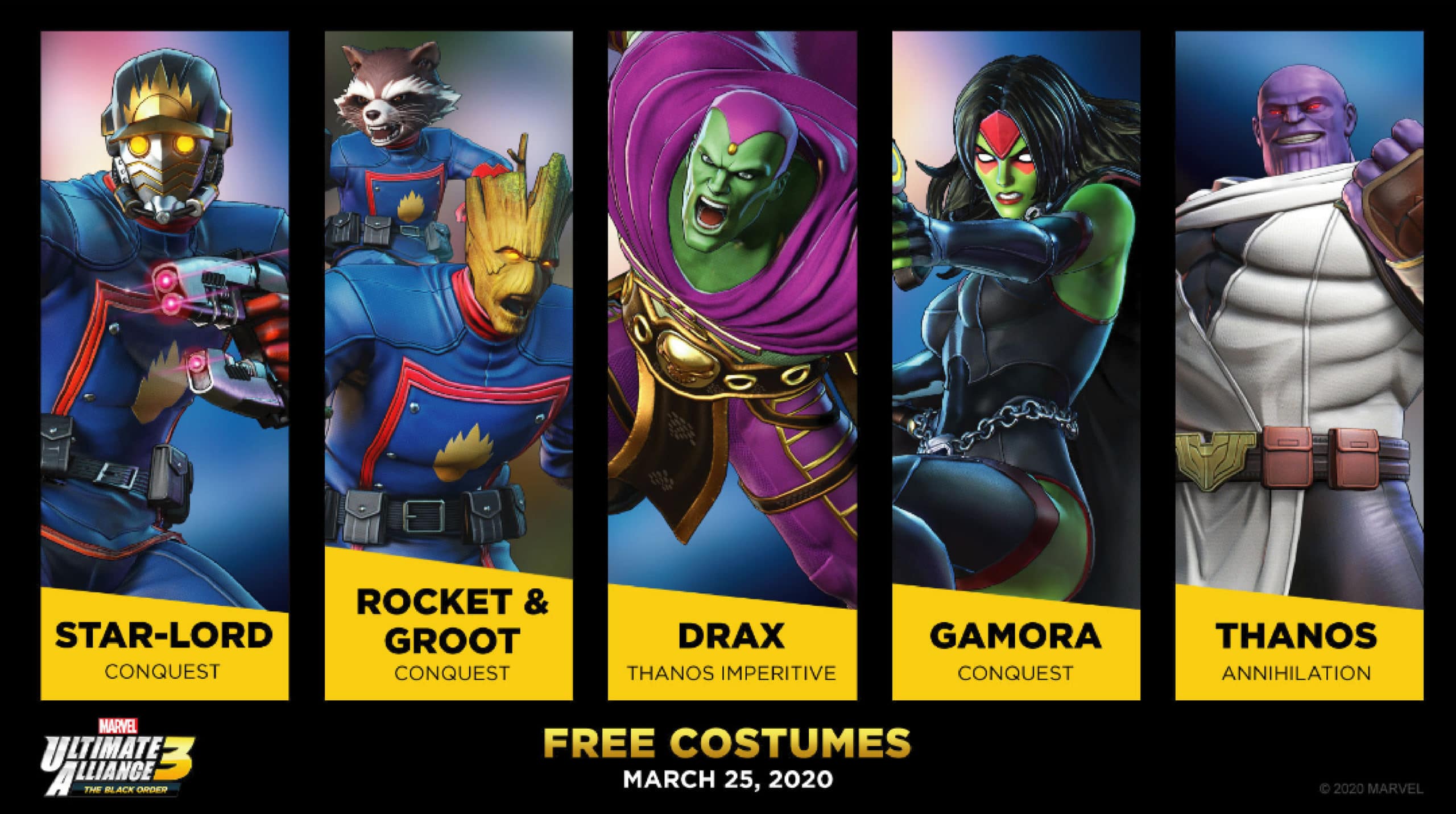 Marvel Ultimate Alliance 3 revela nuevos trajes para Guardians of the Galaxy
