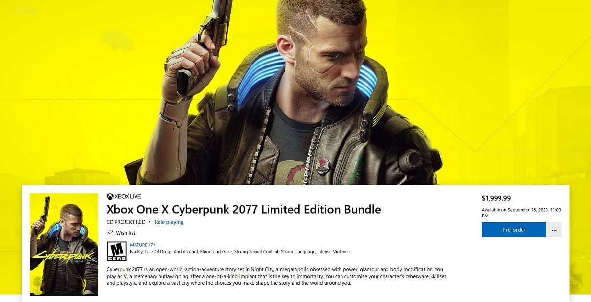 bundle de la Xbox One X - Cyberpunk 2077, GamersrD