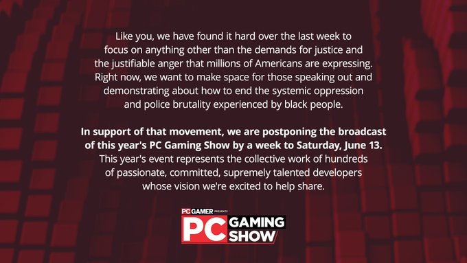 PC Gaming Show 2020 se pospone para este 13 de Junio