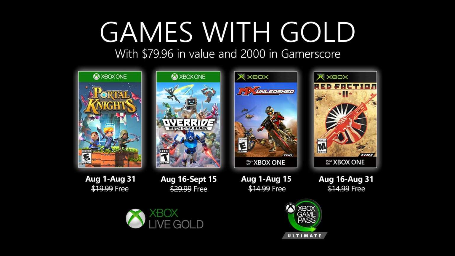Conoce los Xbox Games With Gold para este mes de Agosto 2020