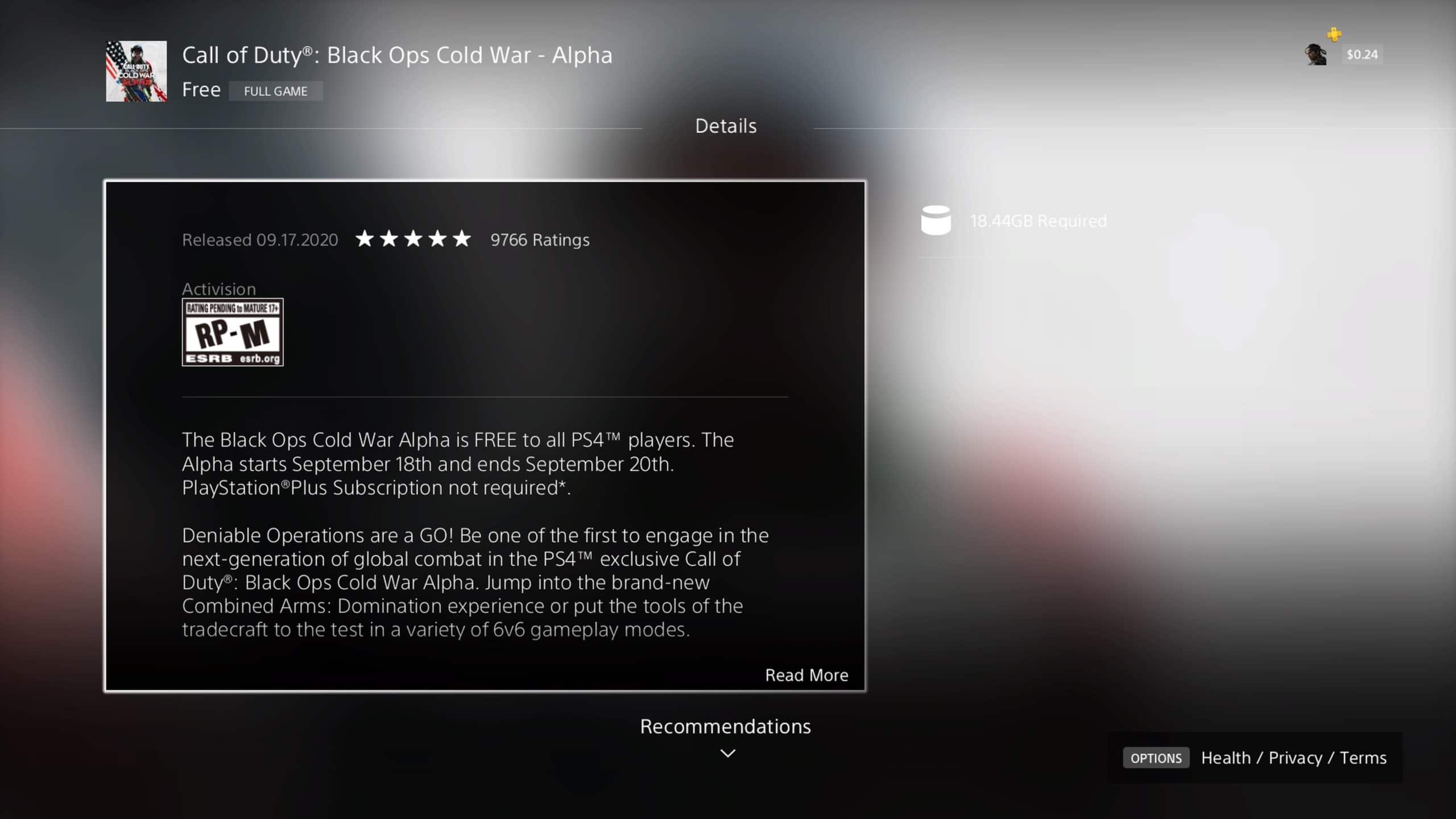 Call of Dutty Black Ops Cold War - Alpha para PS4