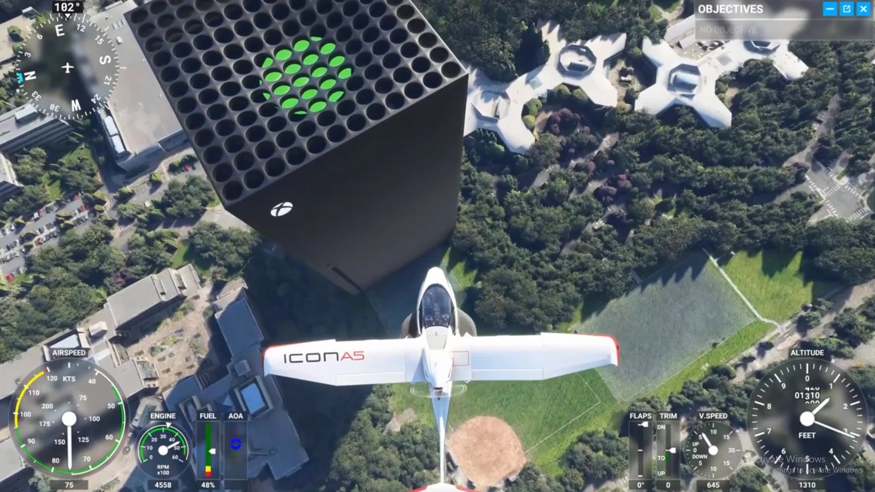 Xbox Series X gigante en Microsoft Flight Simulator, XboxGamersRD