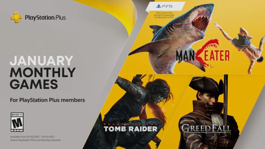 Maneater, Shadow of the Tomb Raider y Greedfall son los juegos de PlayStation Plus de enero, GamersRD