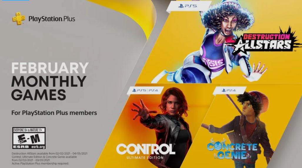 Destruction AllStars y Control Ultimate Edition en PS5 llegarán gratis a PlayStation Plus en febrero , GamersRd