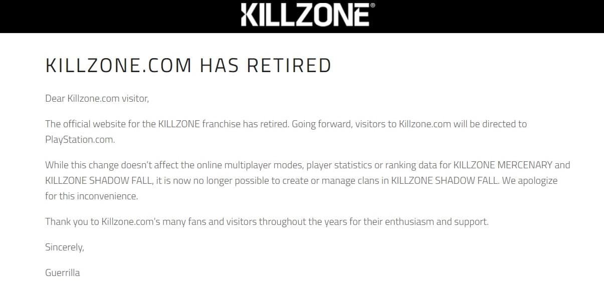 killzone-website, retirado, Sony, Guerrilla Games, GamersRD