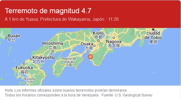 Terremoto de magnitud 4.7