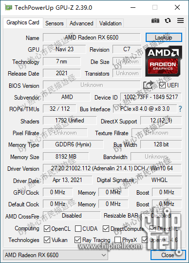 AMD-Radeon-RX-6600-GPUZ