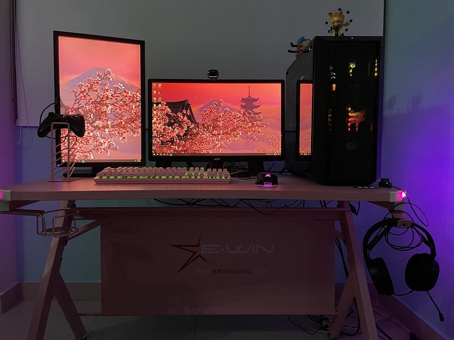 E-WIN Racing 2.0 Edition RGB Pink Gaming Desk Review. GamersRd
