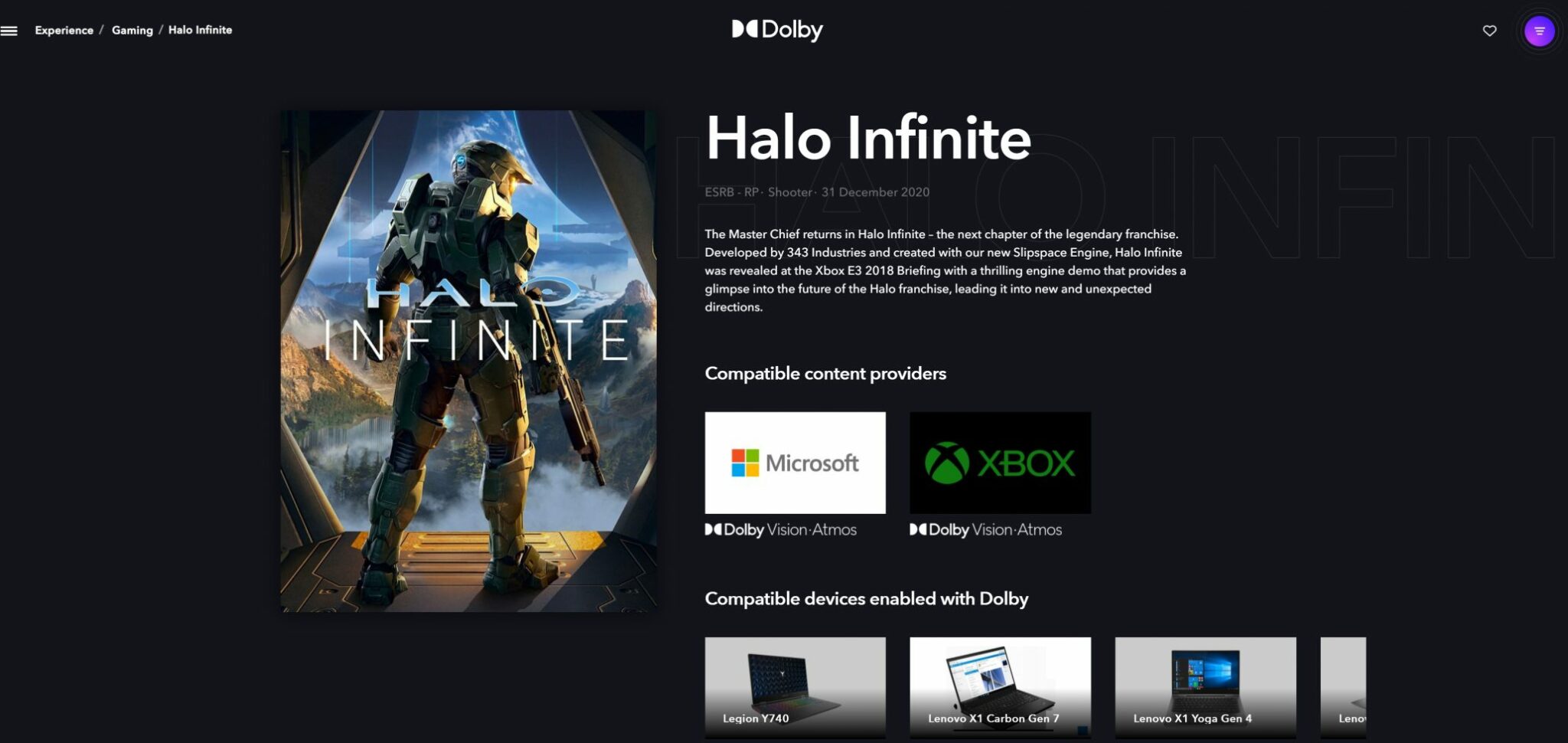 halo infinite dolby atmos y dolby vision