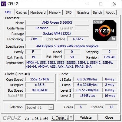 AMD Ryzen 5 5600G Review, CPU-Z GamersRD