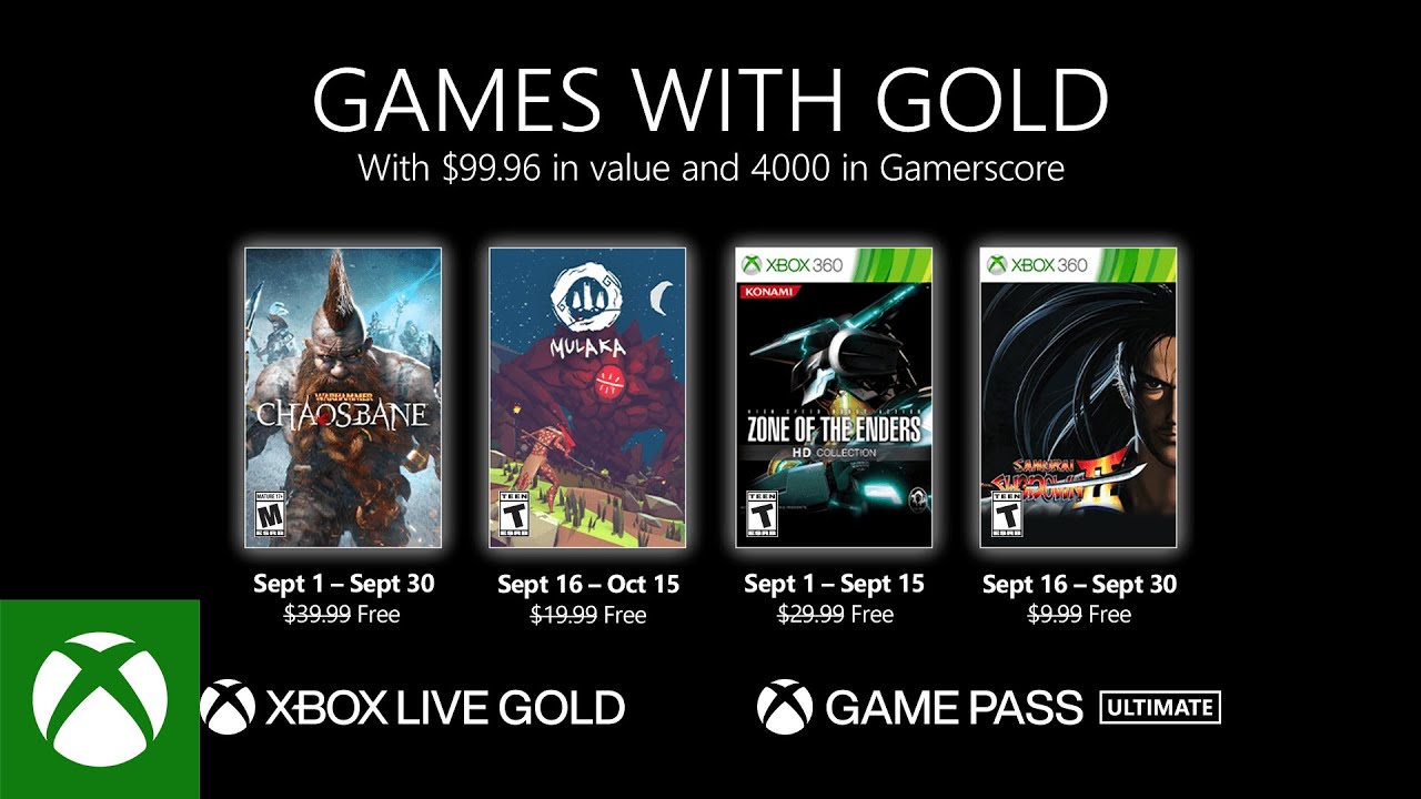 Juegos con oro de Xbox de Septiembre ya están disponibles