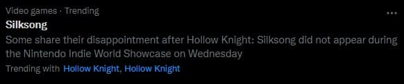 Hollow Knight Silksong se vuelve tendencia después de otro Nintendo Indie World en el que no aparece, GamersRD