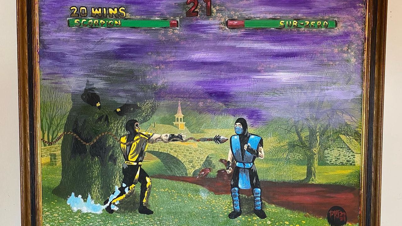 Mortal-Kombat-Scorpion-Sub-Zero-Fight-Painting-GamersRD