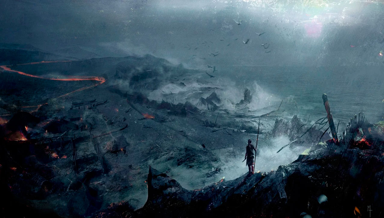 Hellblade 2 nos presenta un impresionante arte conceptual del asentamiento de Moody Shoreline