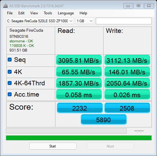 as-compr-bench Seagate FireCuda 1.3.2022 (1 GB data test), GamersRD