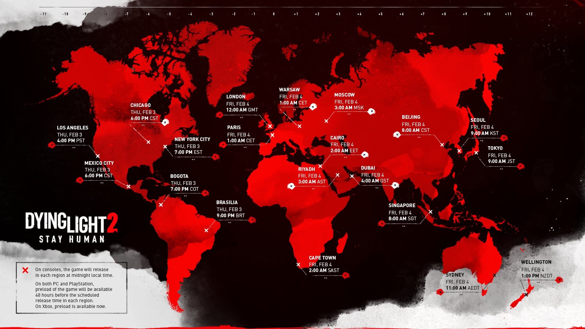 Aquí están los tiempos de lanzamiento de Dying Light 2 en todo el mundo