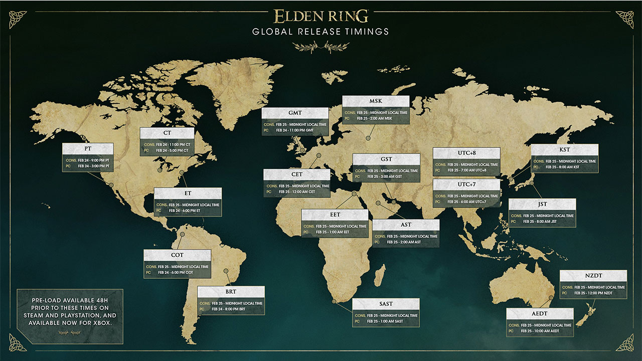 Aquí están los tiempos de lanzamiento de Elden Ring en todo el mundo