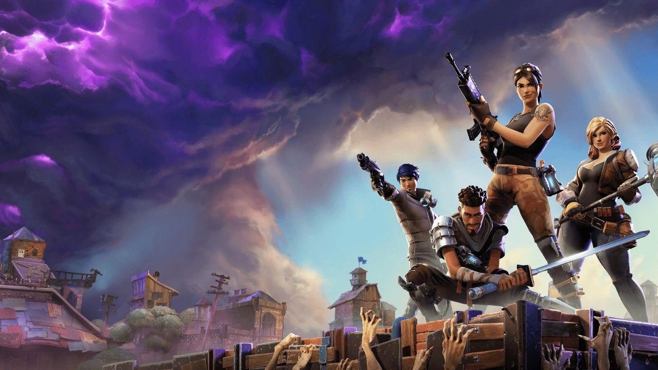 Fortnite-Save-the-World-four-players-on-wall--GamersRD