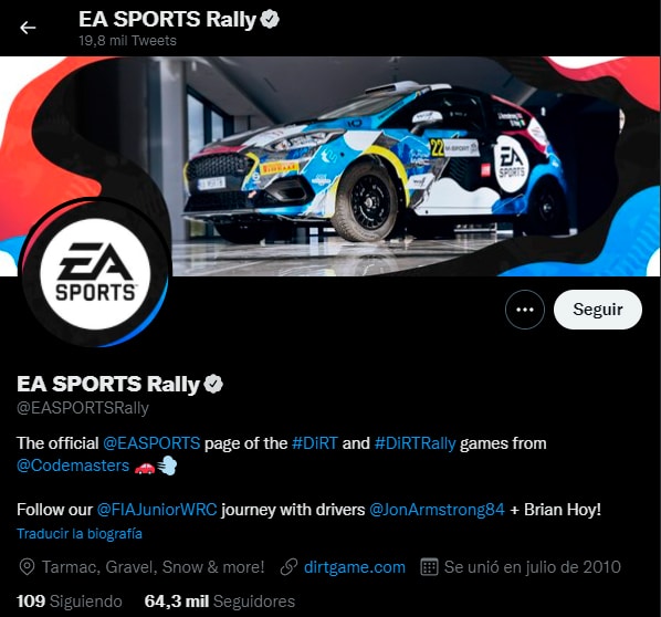 La serie de juegos de carreras DIRT pasará a llamarse EA Sports Rally