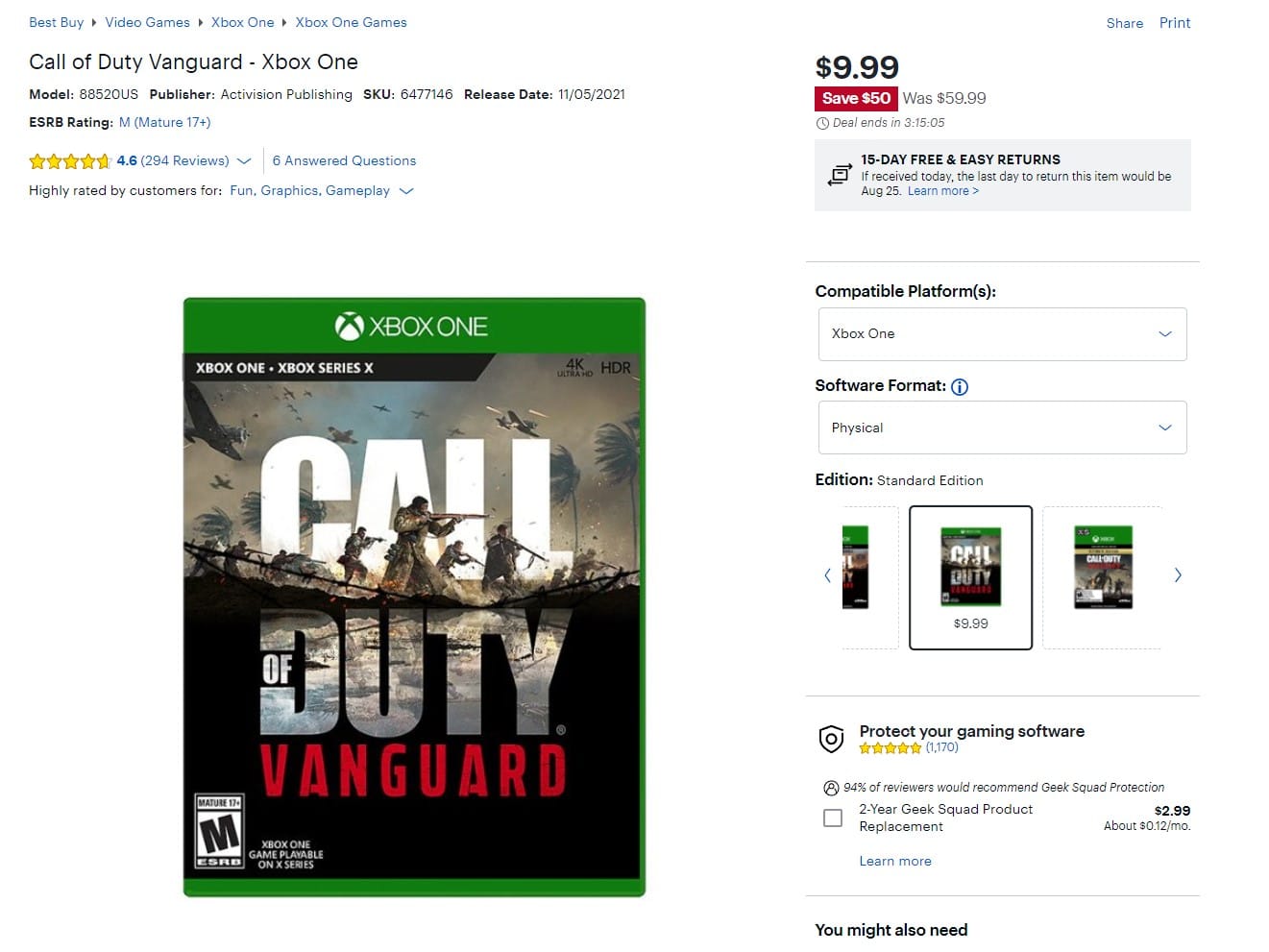 Call of Duty Vanguard en Xbox está a $9.99 en Best Buy, GamersRD