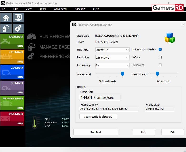 NVIDIA GeForce RTX 4080 FE Review PASS MARK ADVANCED 3D TEST GamersRD 2