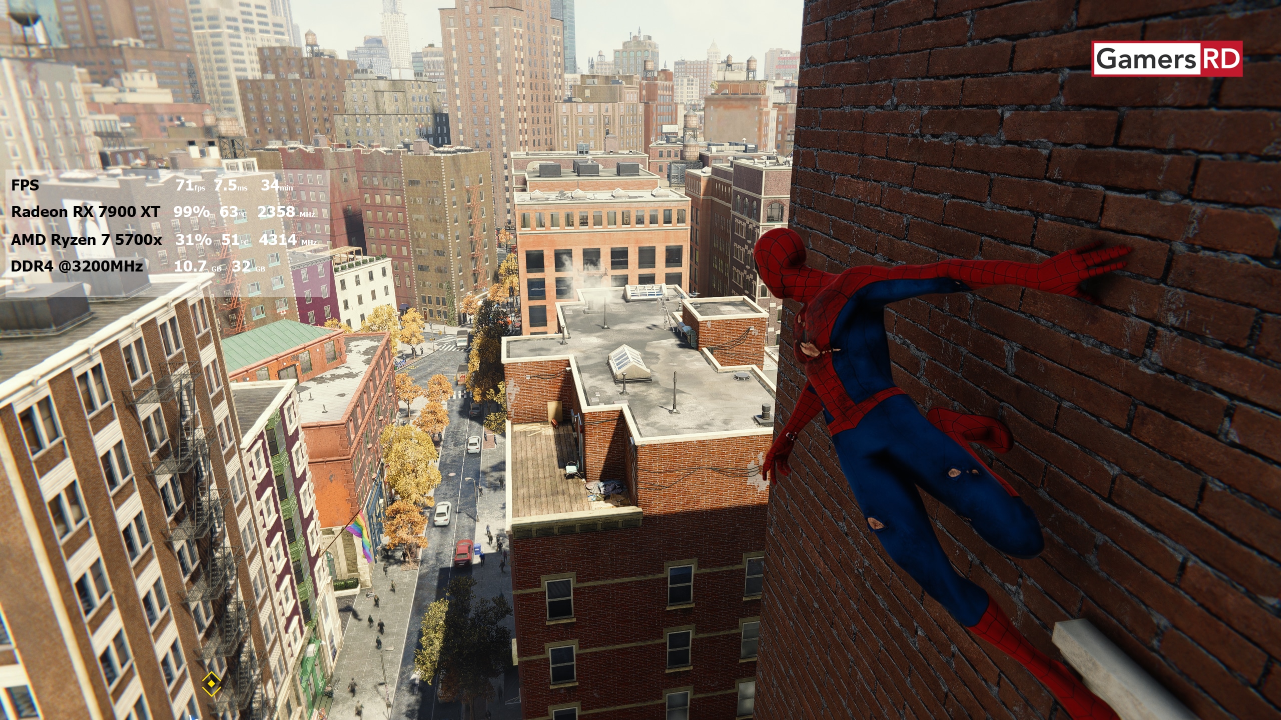 Marvels Spider-Man Remastered Ultra 1440p con FSR 2.1 RX 7900XT Review GamersRD