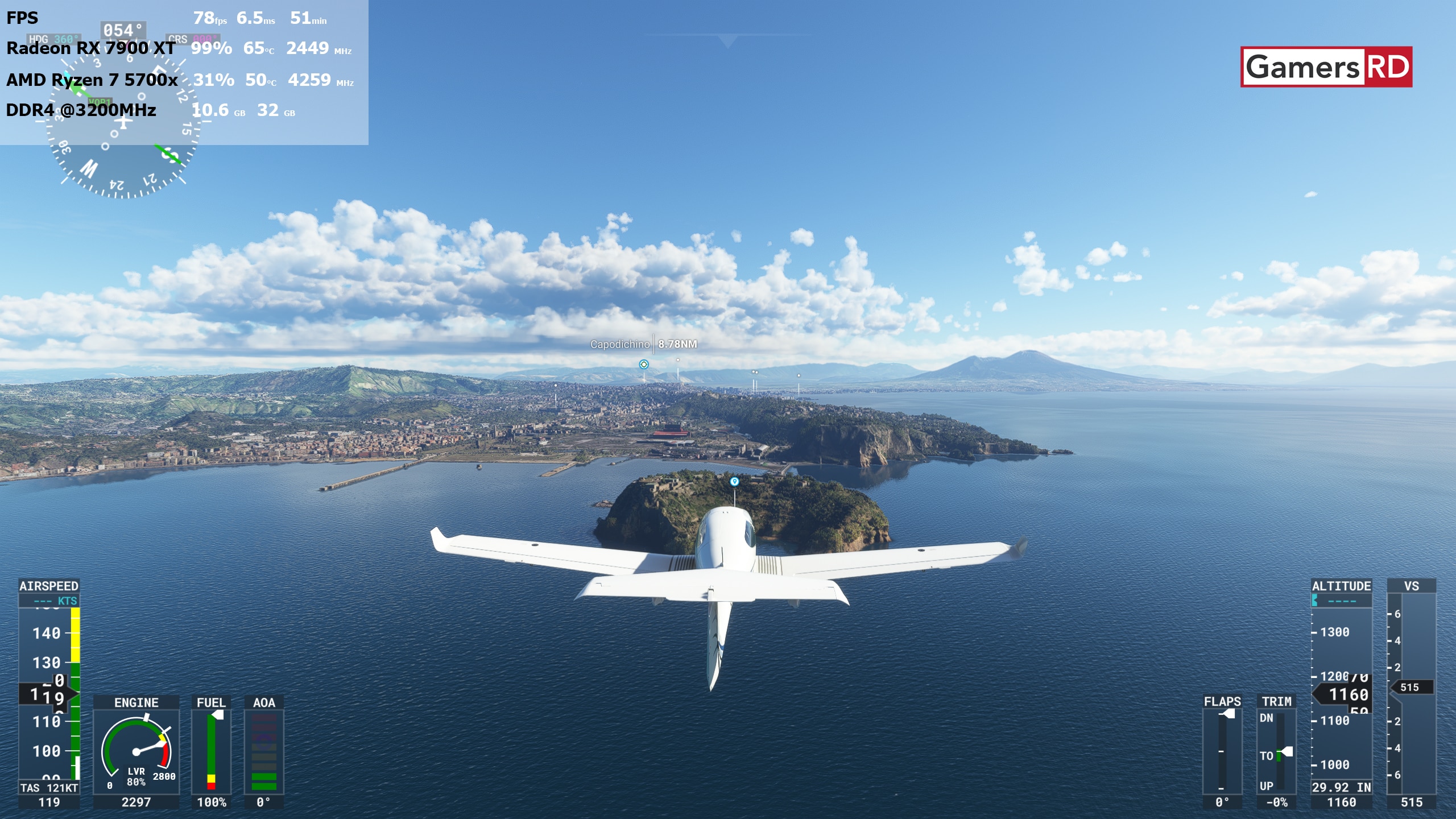 Microsoft Flight Simulator Ultra 1440p von FSR 2.1 RX 7900XT Review GamersRD