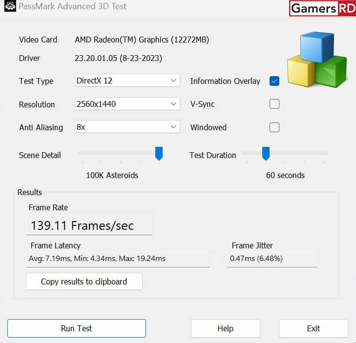 AMD Radeon RX 7700 XT AsRock Challenger OC Review GamersRD PassMark Perfomance