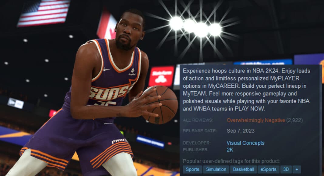 NBA 2K24 se convierte en el segundo peor juego en Steam según la comunidad GAMERSRD