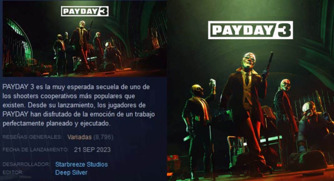 Payday 3 en Steam recibe reviews 