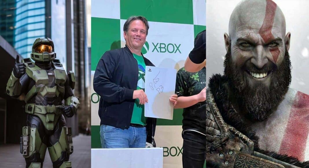 Phil Spencer firma un PS5 en un evento de Xbox en Japón