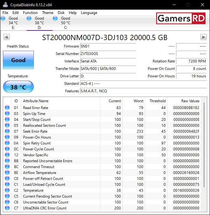 CrystalDiskInfo_Seagate Exos 20TB, GamersRD