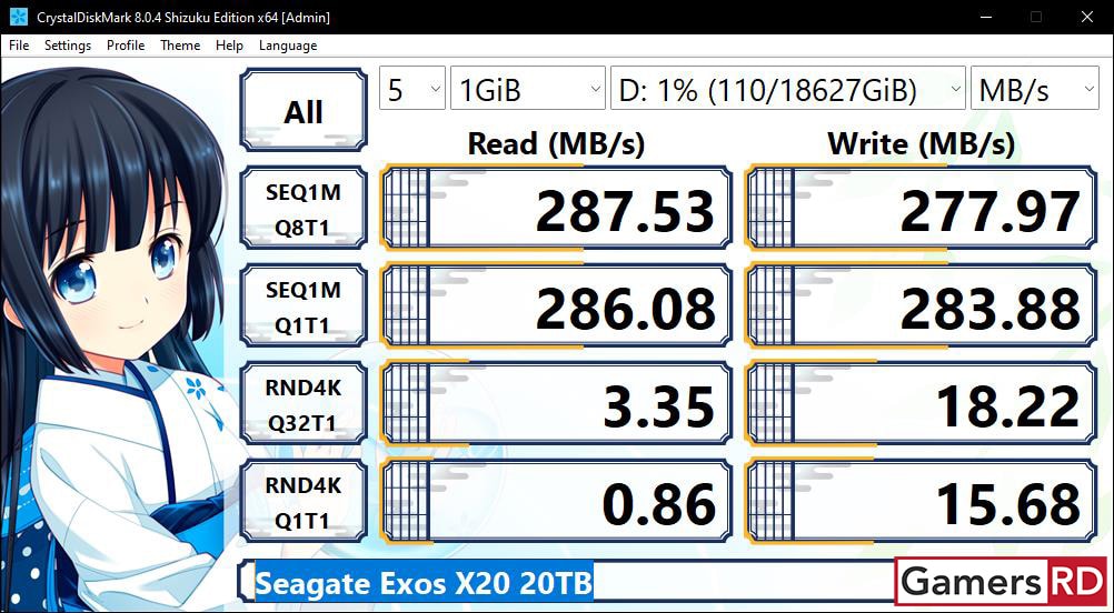 CrystalDiskMark- Seagate Exos X20 20TB, Review GamersRD