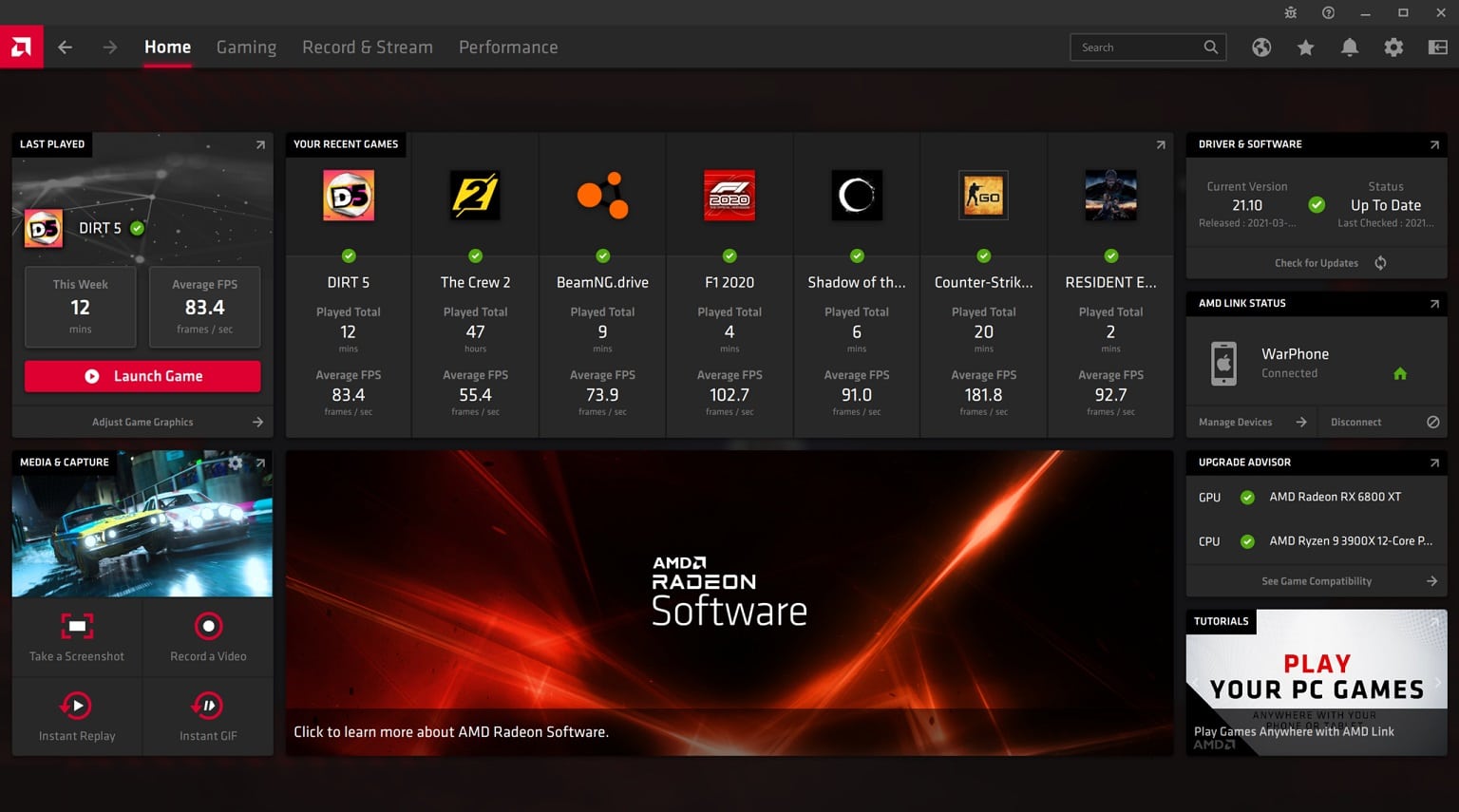 Radeon Software Adrenalin 21.4.1 , GamersRD