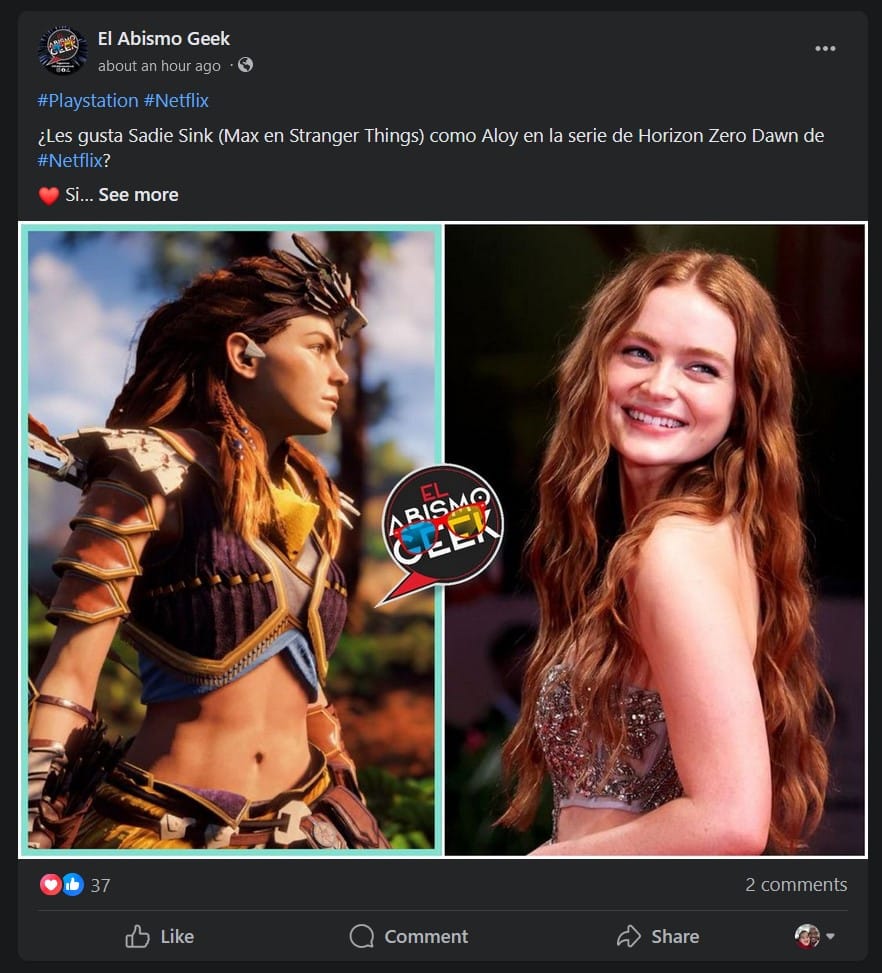 Sadie Sink podría ser Aloy en live action de Horizon en Netflixs