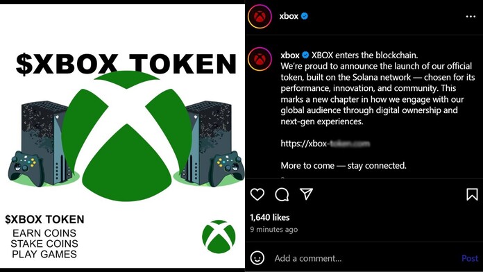 Xbox en Instagram fue hackeado para promover estafa
