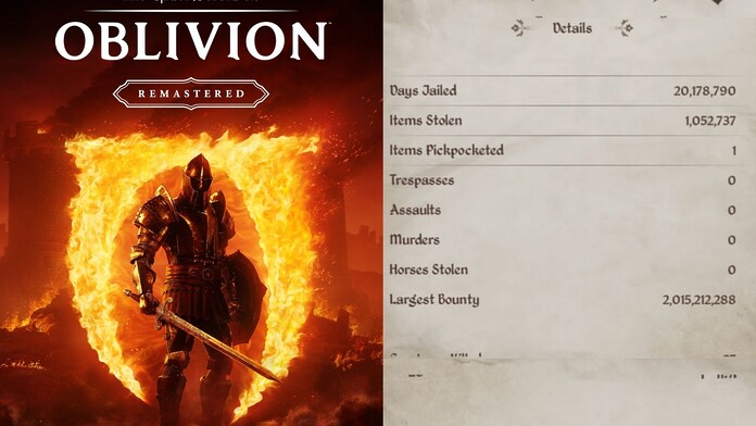 Jugador de Oblivion rompe el juego con condena de 55.284 años