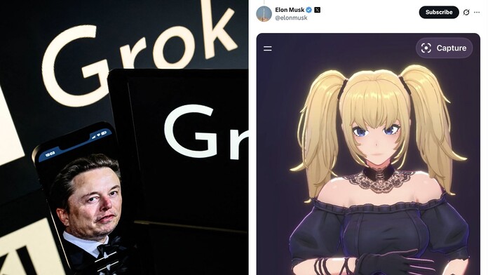 Elon Musk añade a Grok 4 una compañera virtual de anime