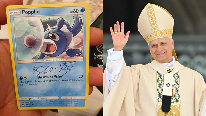 Papa León XIV firma y bendice carta Pokémon de Popplio