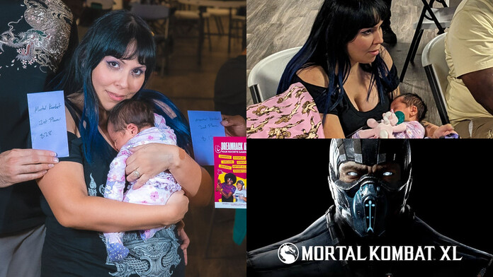 Mujer gana torneo de Mortal Kombat con su hija recién nacida