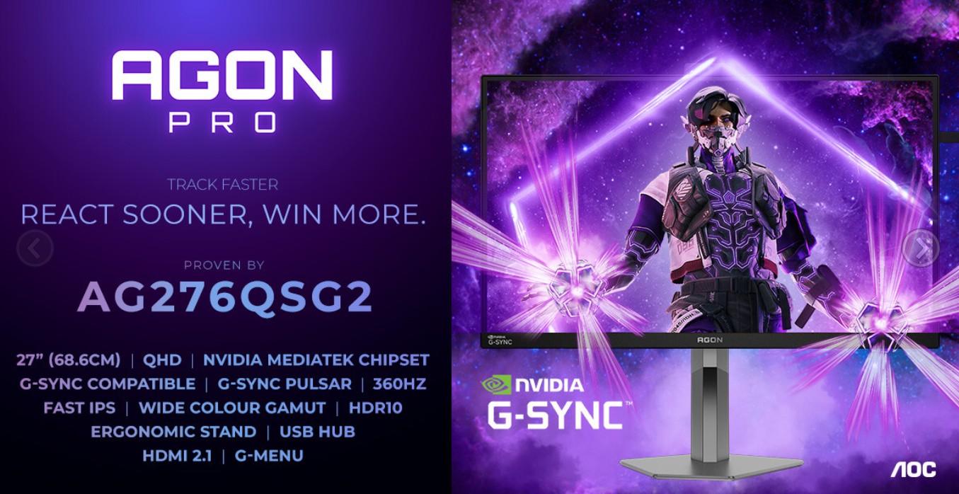 AOC lanza el monitor AGON PRO AG276QSG2 de 27 pulgadas con NVIDIA G-Sync Pulsar2