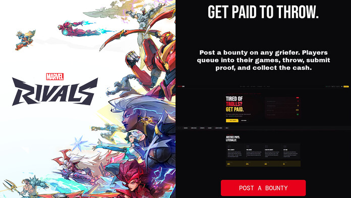 Web paga dinero real por sabotear partidas de Marvel Rivals