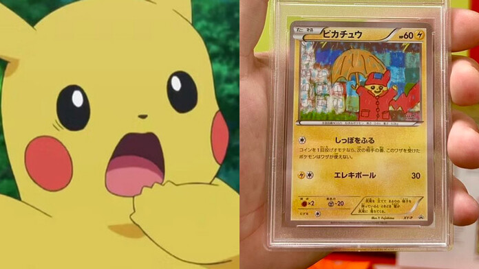 Carta promocional de Pikachu de la Academia de Arte XY, conocida como el "Pikachu del impermeable"