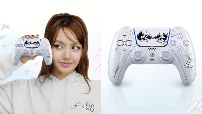 Mando DualSense edición limitada de Lisa de BLACKPINK en color Chroma Pearl junto a la colección de ropa de PlayStation